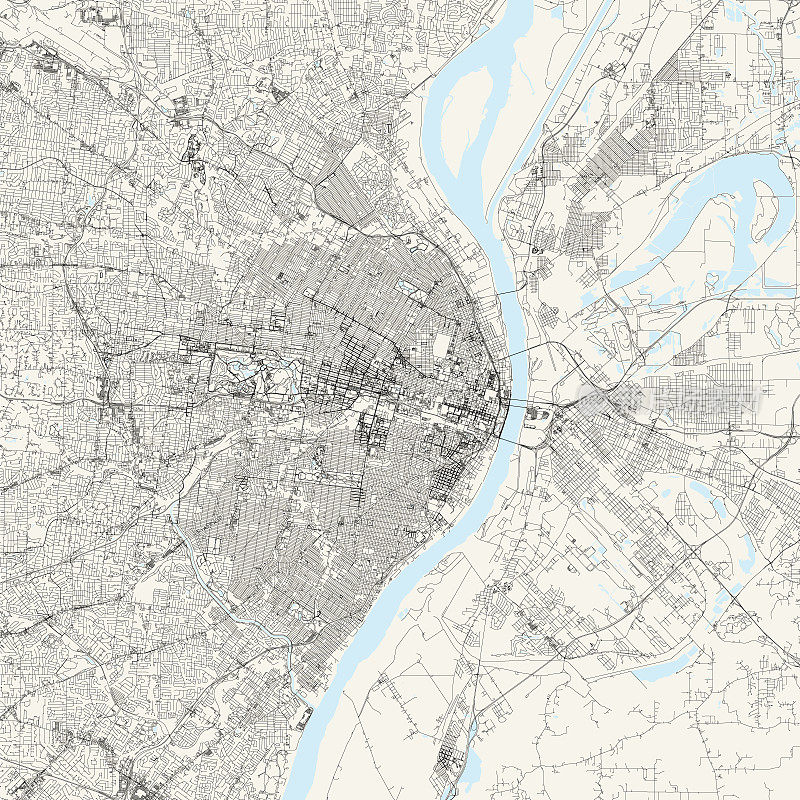 圣路易斯，密苏里州美国矢量地图