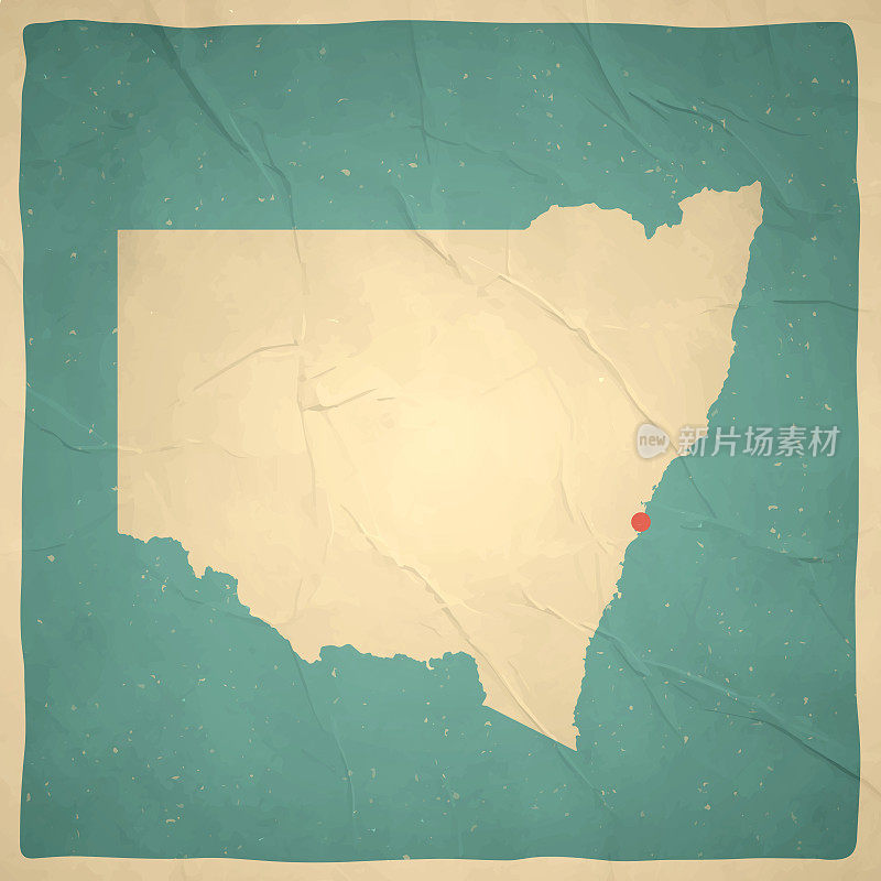 新南威尔士州地图复古风格-旧纹理纸