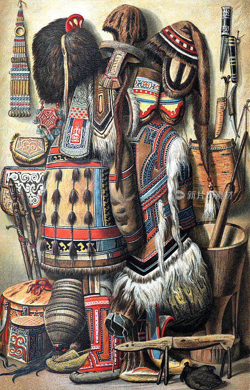 复古非洲传统文化复古或复古插画。部落艺术。传统符号