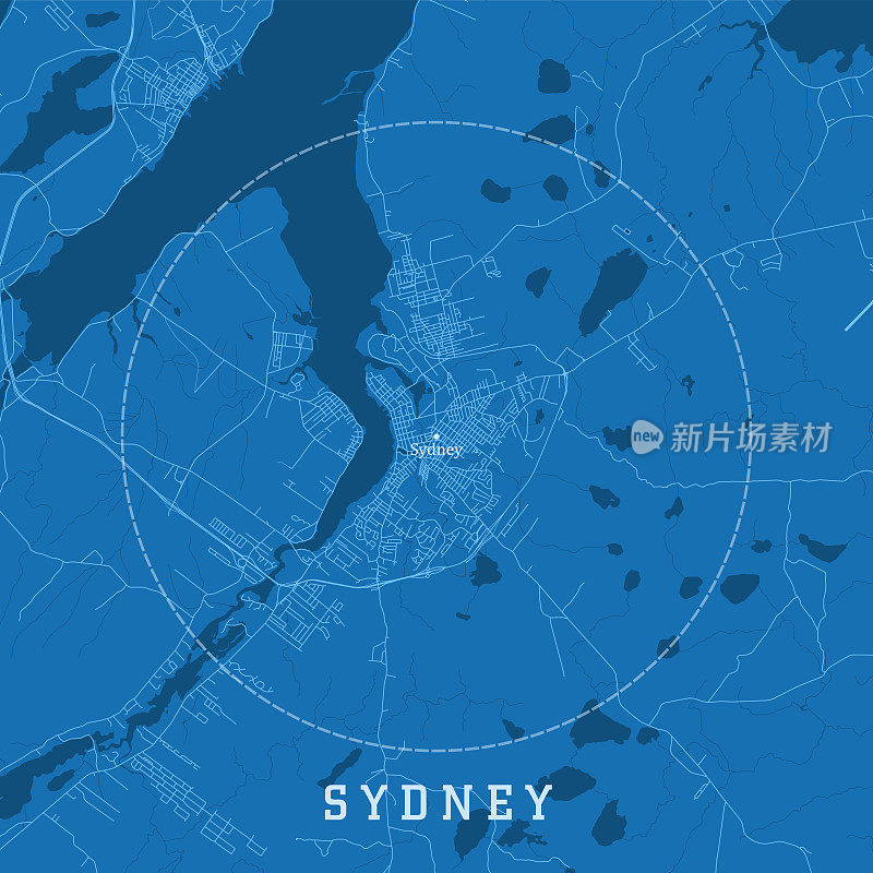 悉尼NS城市矢量道路地图蓝色文本
