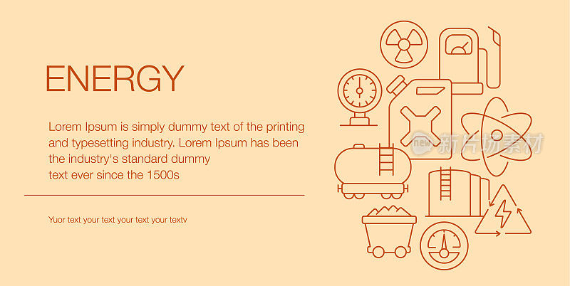 能源网页横幅组成图标可编辑的笔画