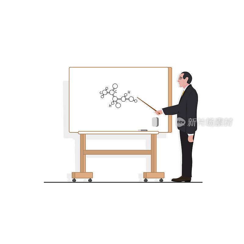那个秃顶的中年教授正在白板旁讲化学。