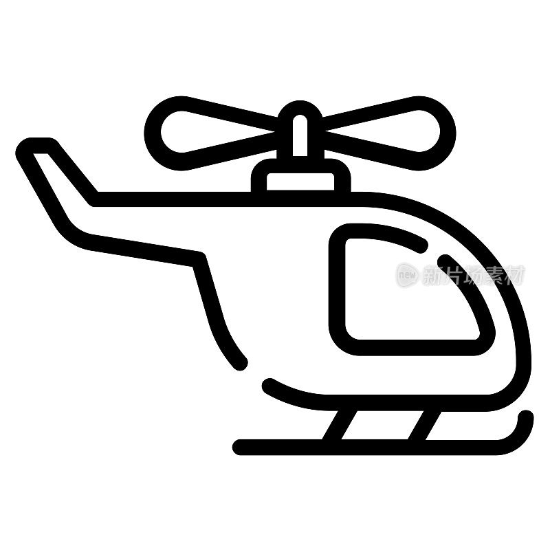 直升机矢量图标细线风格的Web和移动。