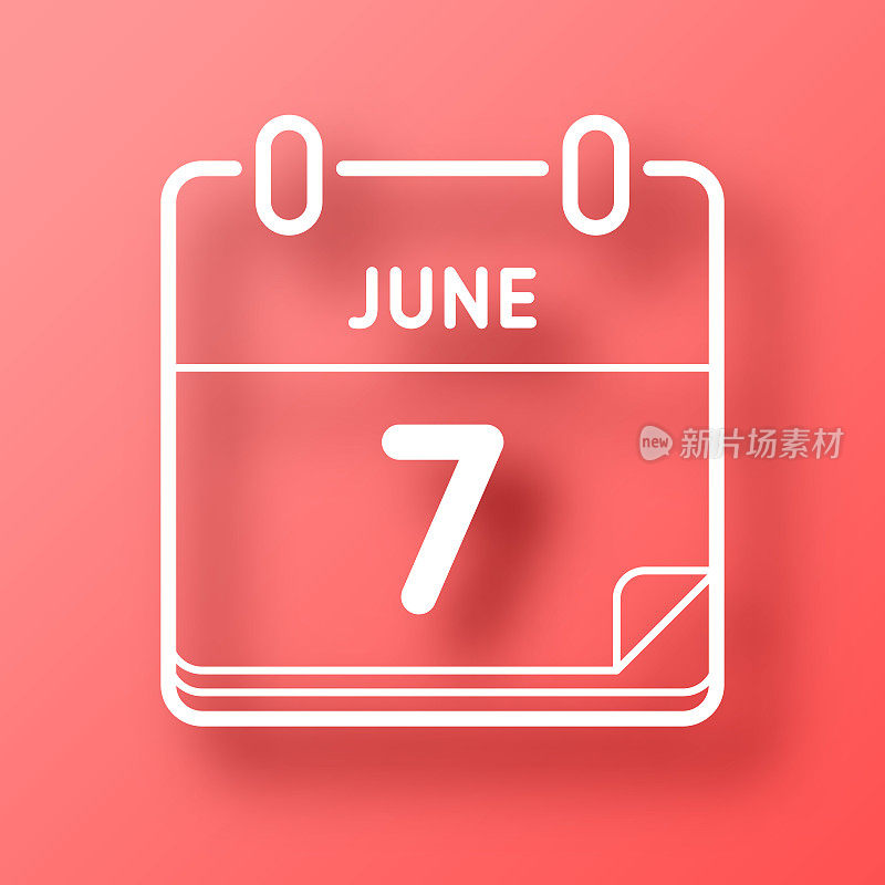 6月7日。图标在红色背景与阴影