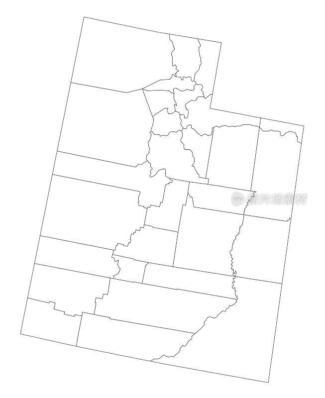 高度详细的犹他州盲地图。