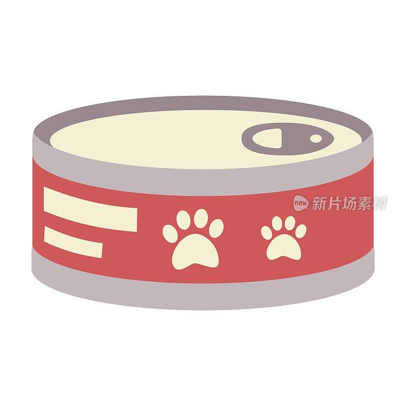 罐头动物，猫，圆锡罐与爪标签。