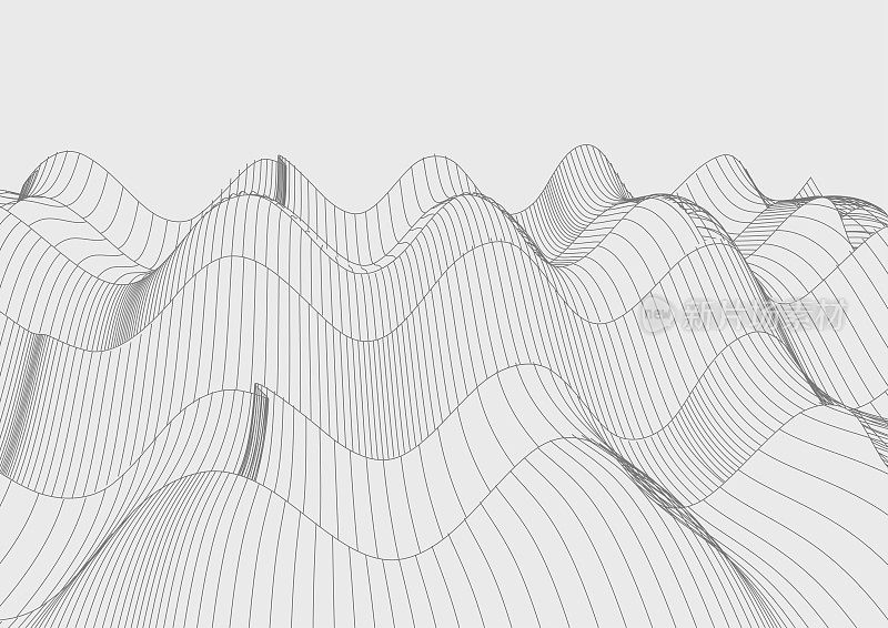 抽象黑白运动波条纹线极简设计背景