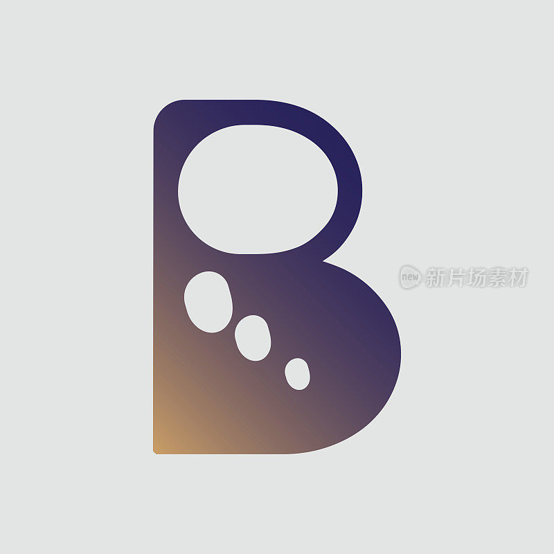 渐变颜色字母B文字t恤矢量设计上的白色背景。字母B排版标志设计模板元素。用于公司的标志、符号、标志、品牌标识。