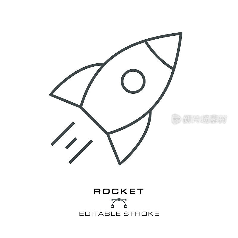 火箭图标-可编辑的笔画