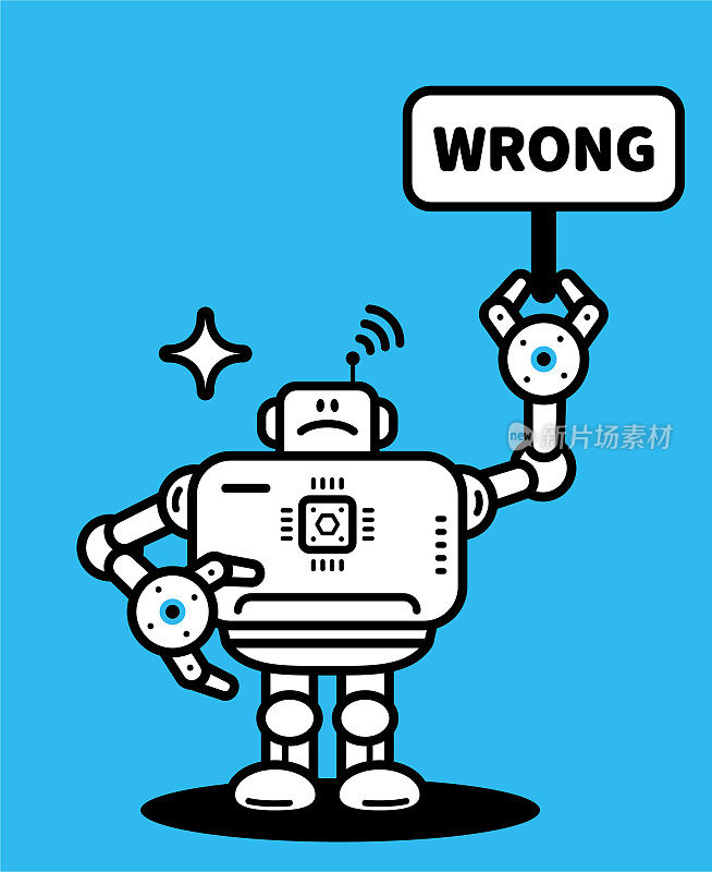 一个人工智能机器人拿错了牌子