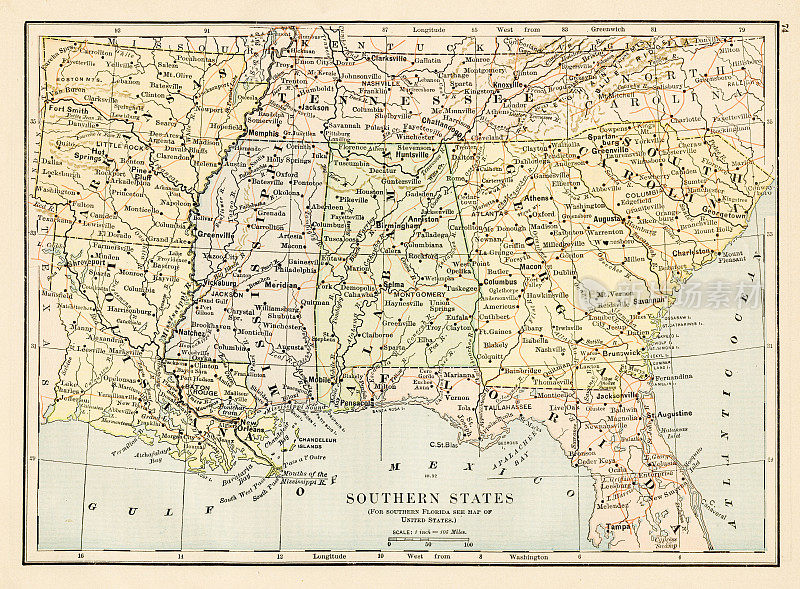 1875年南方各州地图