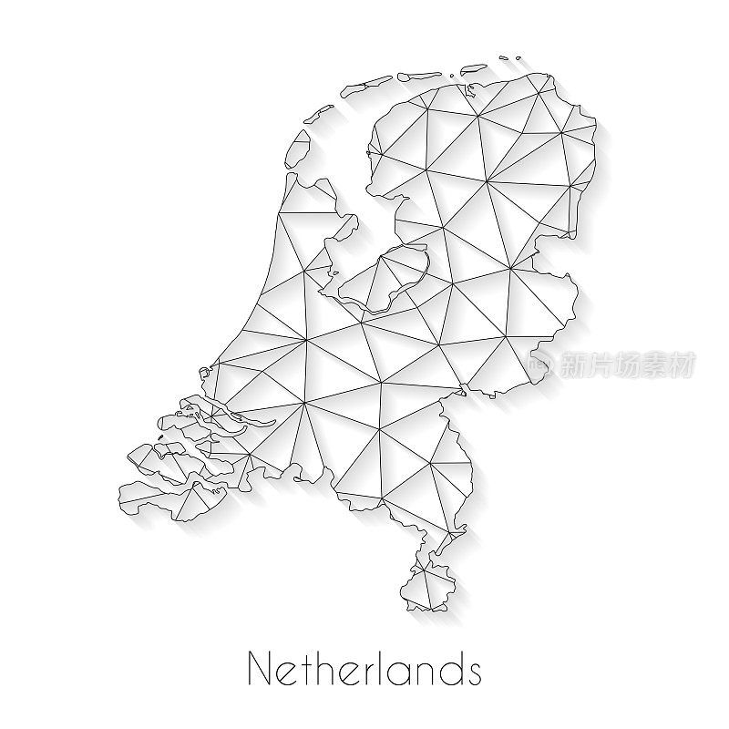 荷兰地图连接-白色背景上的网络网格
