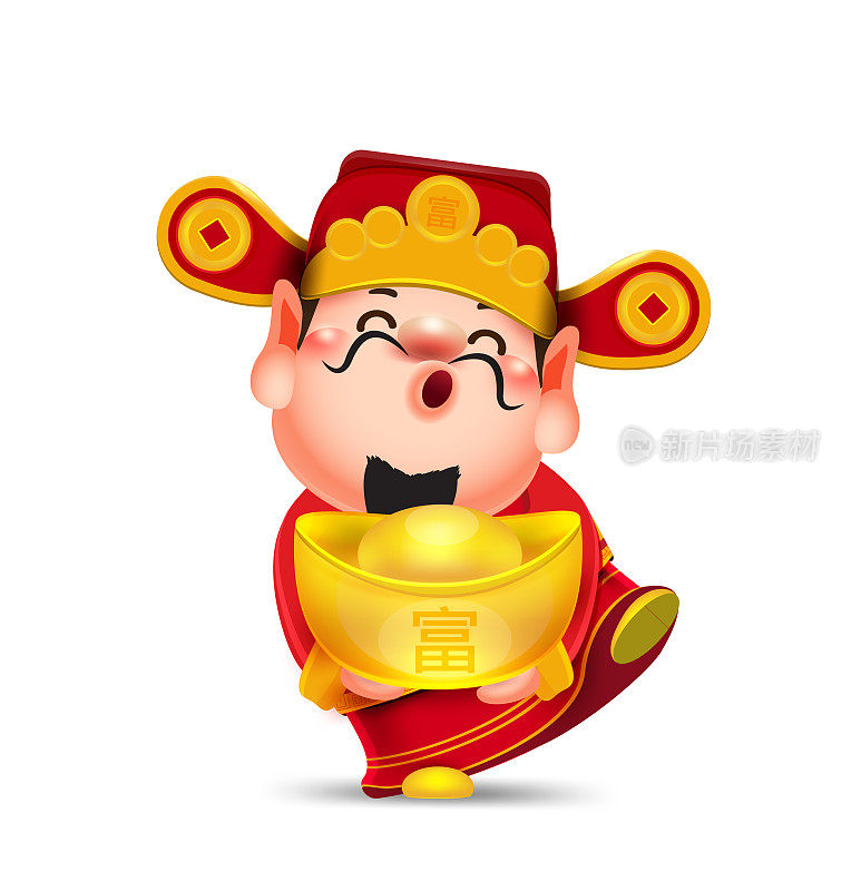 中国财神猪年与中国钱金2019年中国新年分离矢量元素为艺术品富有，生肖丰富，中文翻译丰富