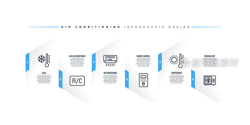 信息图设计模板与空调关键字和图标