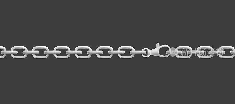 银饰链与链接现实矢量模型插图孤立。
