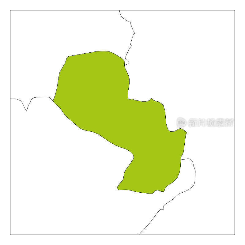 巴拉圭地图的绿色突出与邻国