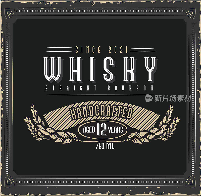 波旁威士忌vintage酒瓶标签设计