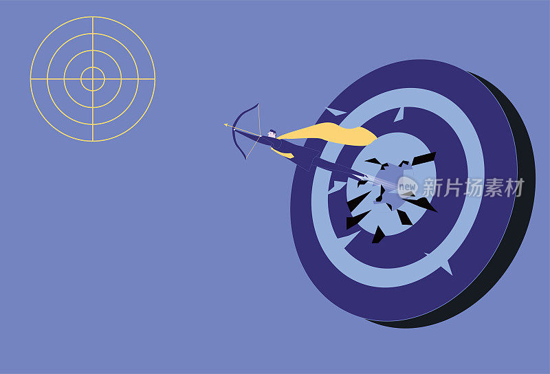 超人冲过靶心,把箭射向目标