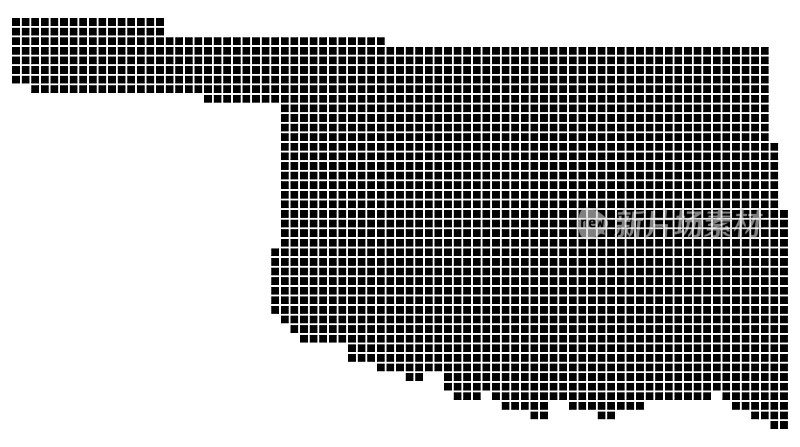 俄克拉何马州地图方形点状