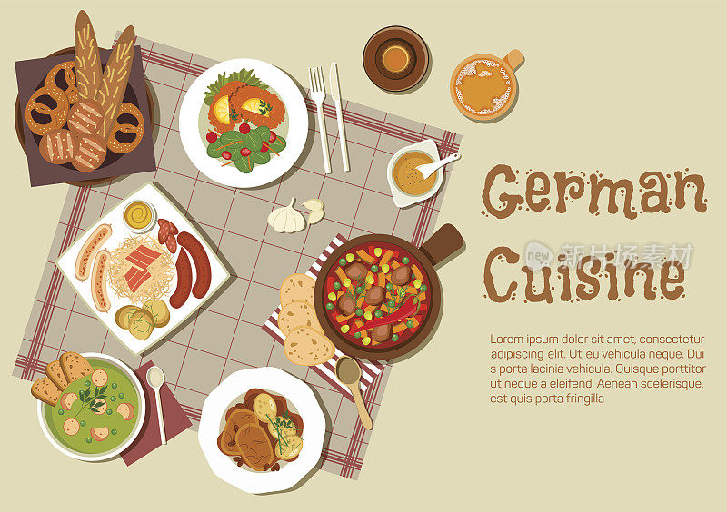 正宗的德国肉菜扁形图标