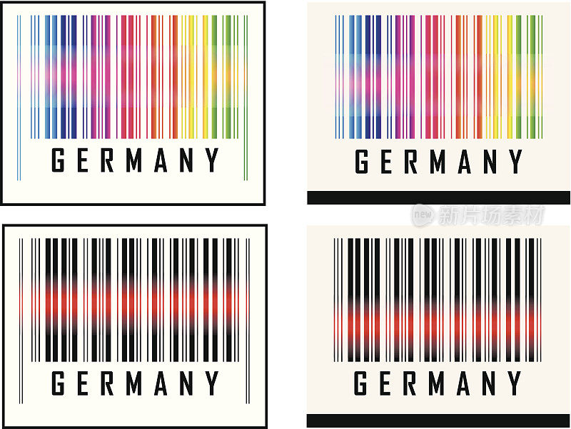 德国上空的条码图标和红色激光传感器光束
