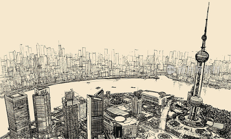 上海——江面鸟瞰图