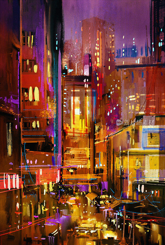 色彩斑斓的城市夜景