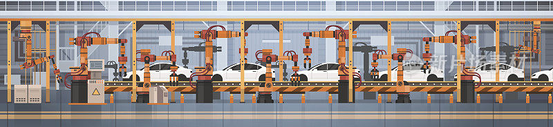 汽车生产输送机自动装配线机械工业自动化工业概念