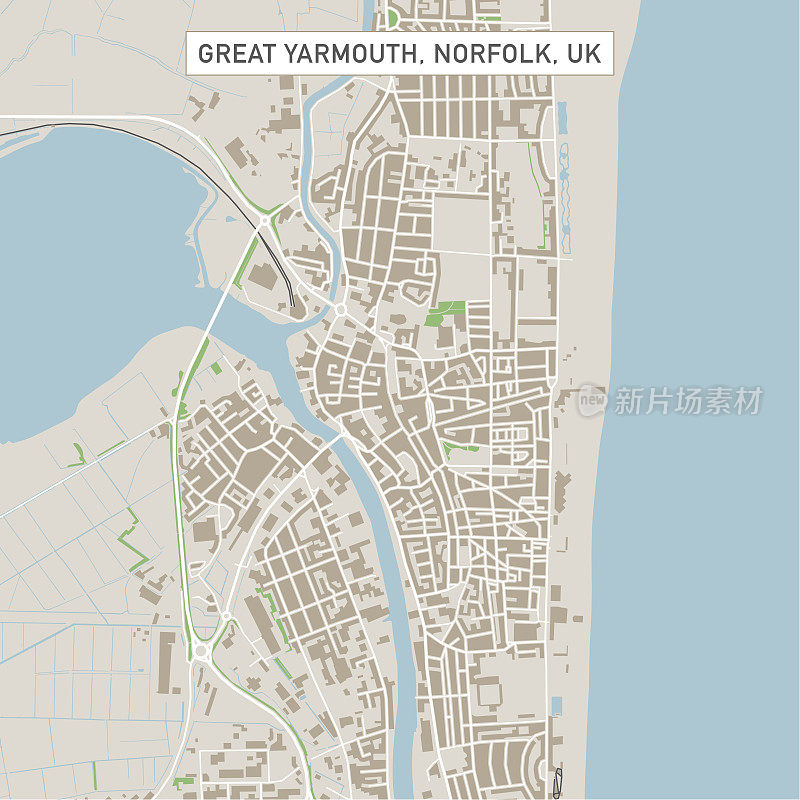 英国诺福克大雅茅斯市街道地图