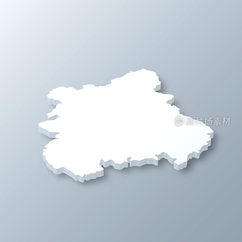 西米德兰兹3D地图的灰色背景