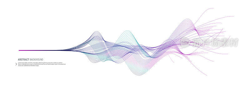 摘要设计用波元。数字频率轨道均衡器。程式化的线条艺术背景。弯曲的波浪线条，光滑的条纹