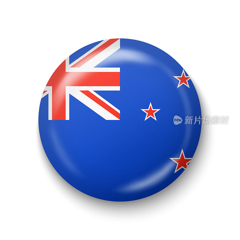 新西兰国旗-圆形光泽图标。