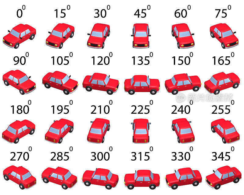 一组24网车从不同的角度。