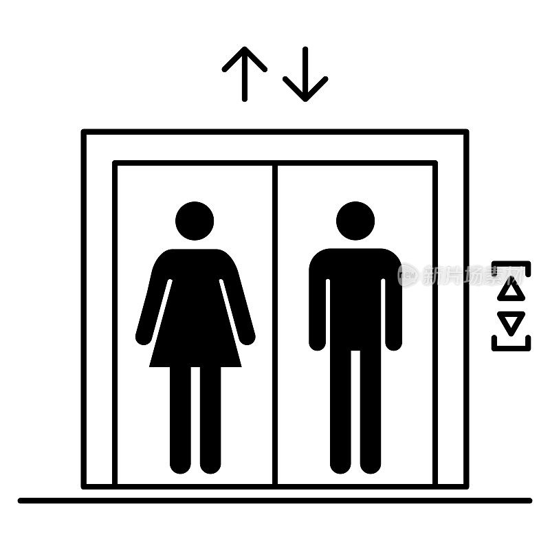 电梯电梯图标，入口标志平面设计，建筑门口符号矢量插画