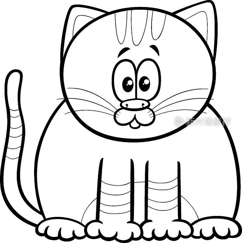 卡通虎斑猫动物人物涂色页