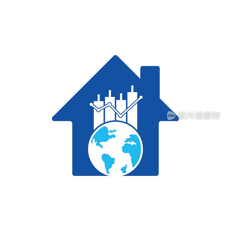世界财经及家居造型概念标志设计概念。