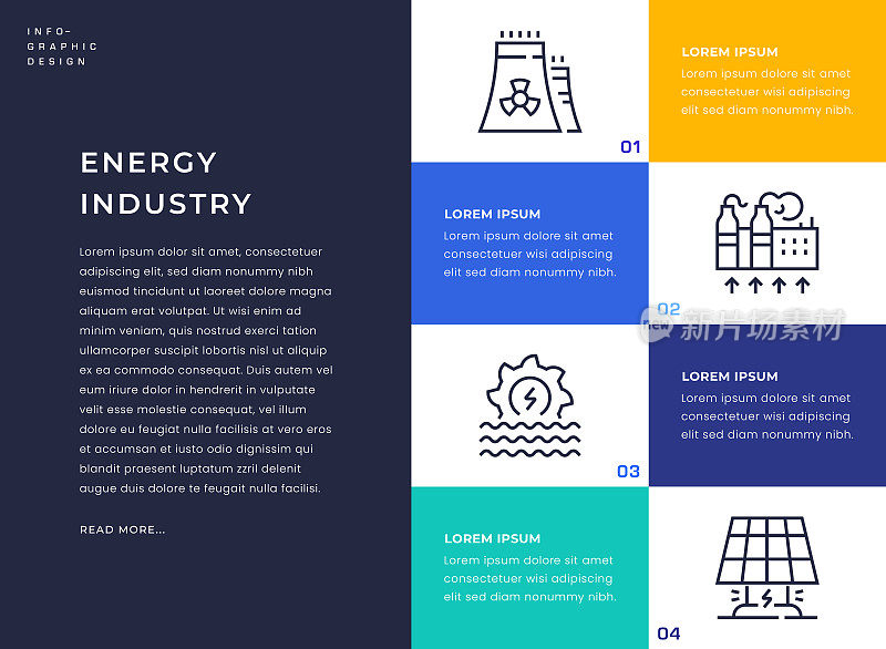 能源行业信息图表模板与线图标