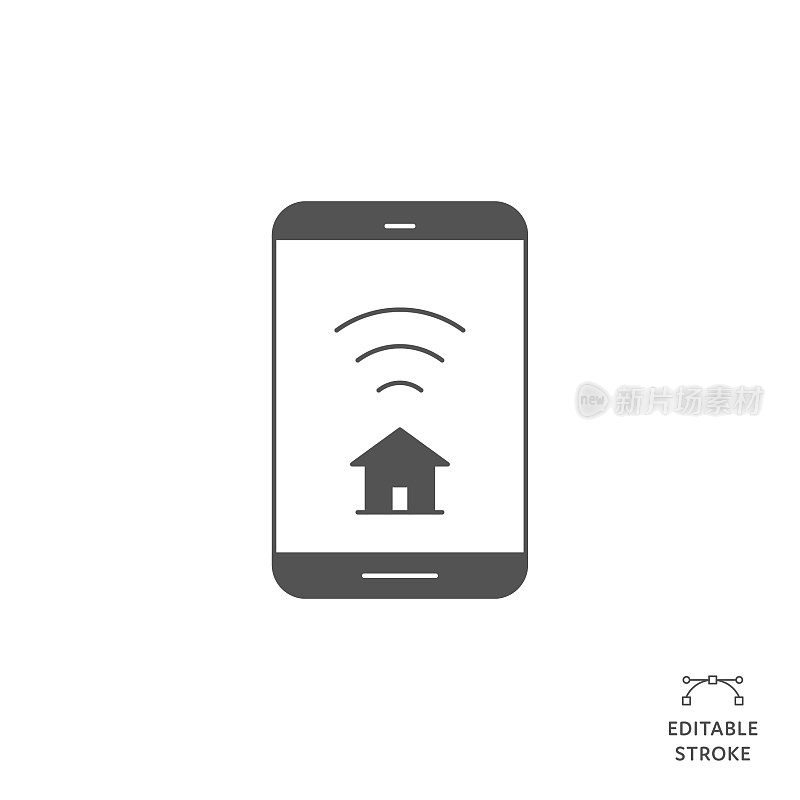 智能家居平线图标可编辑笔画。Icon适用于网页设计、移动应用、UI、UX和GUI设计。