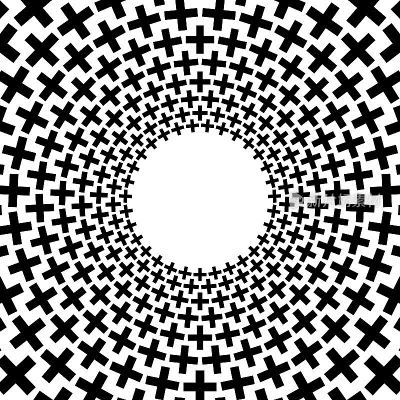 加上形状在圆形图案,径向大小梯度