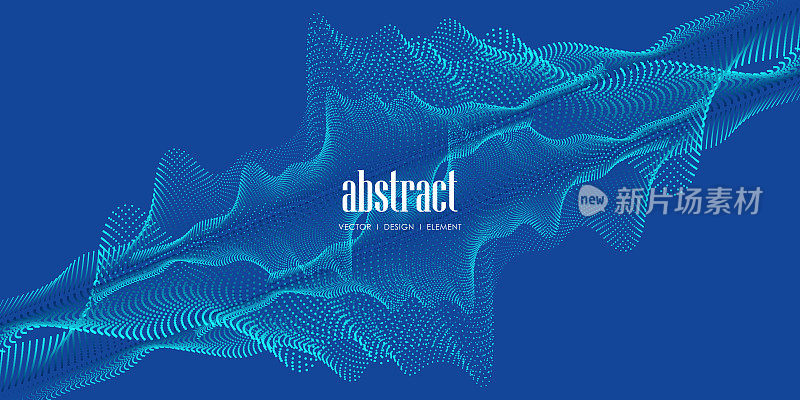 抽象的科学背景具有动态粒子、波流。