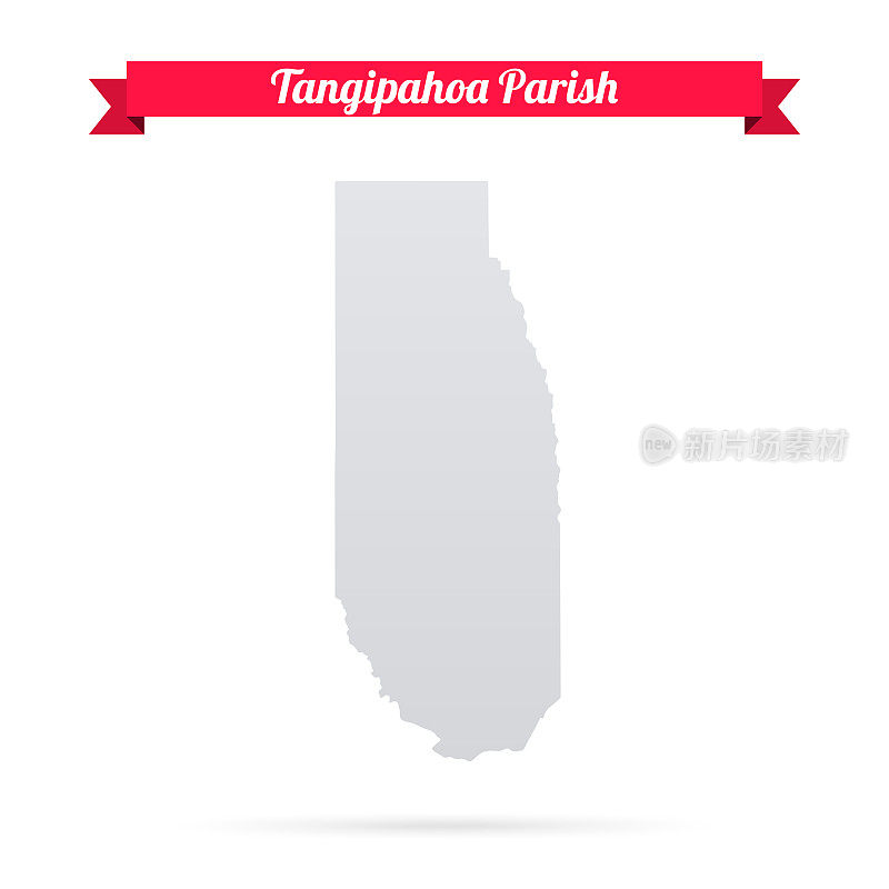 路易斯安那州的Tangipahoa教区。白底红旗地图