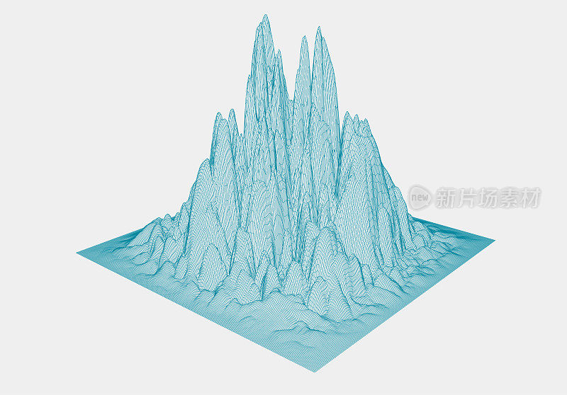 抽象三维线框山网空间图案背景