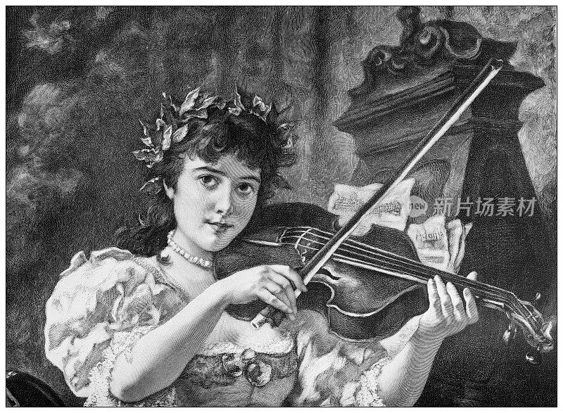 来自英国杂志的古董图片:小提琴家
