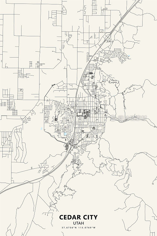 锡达城，犹他州，美国矢量地图