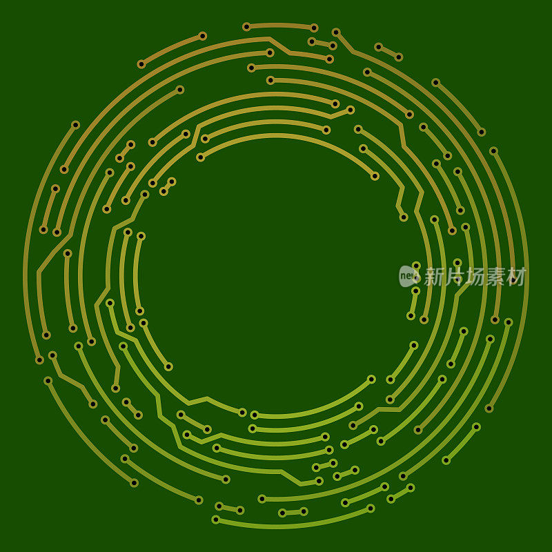 电路板电子背景图案上的绿圈线。