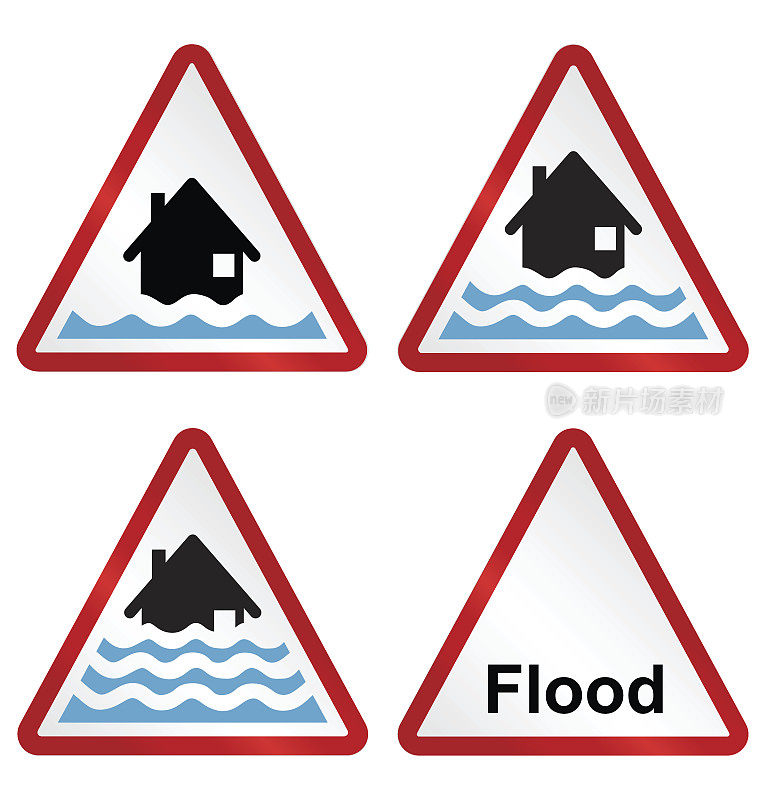 收集洪水警告标志