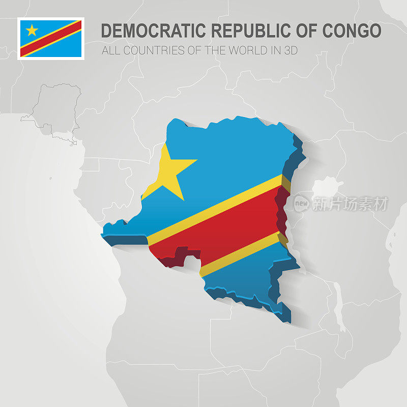 刚果民主共和国的灰色地图。