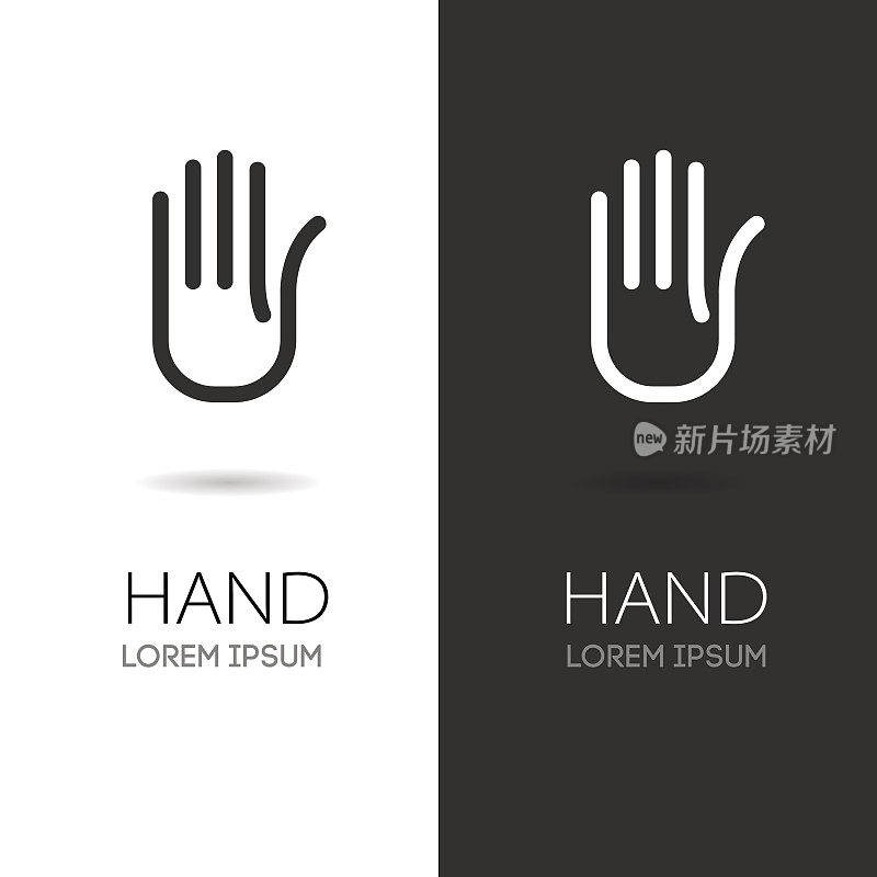 手向量。手的图标。手工制作的,程式化的手。手工制作的商店。
