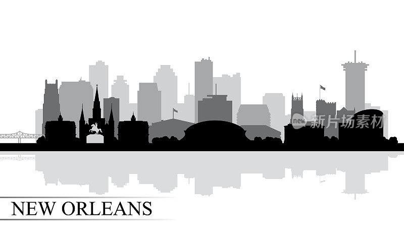 新奥尔良城市天际线剪影背景