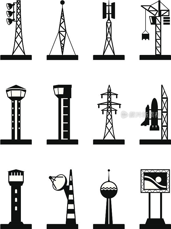 工业塔和杆子